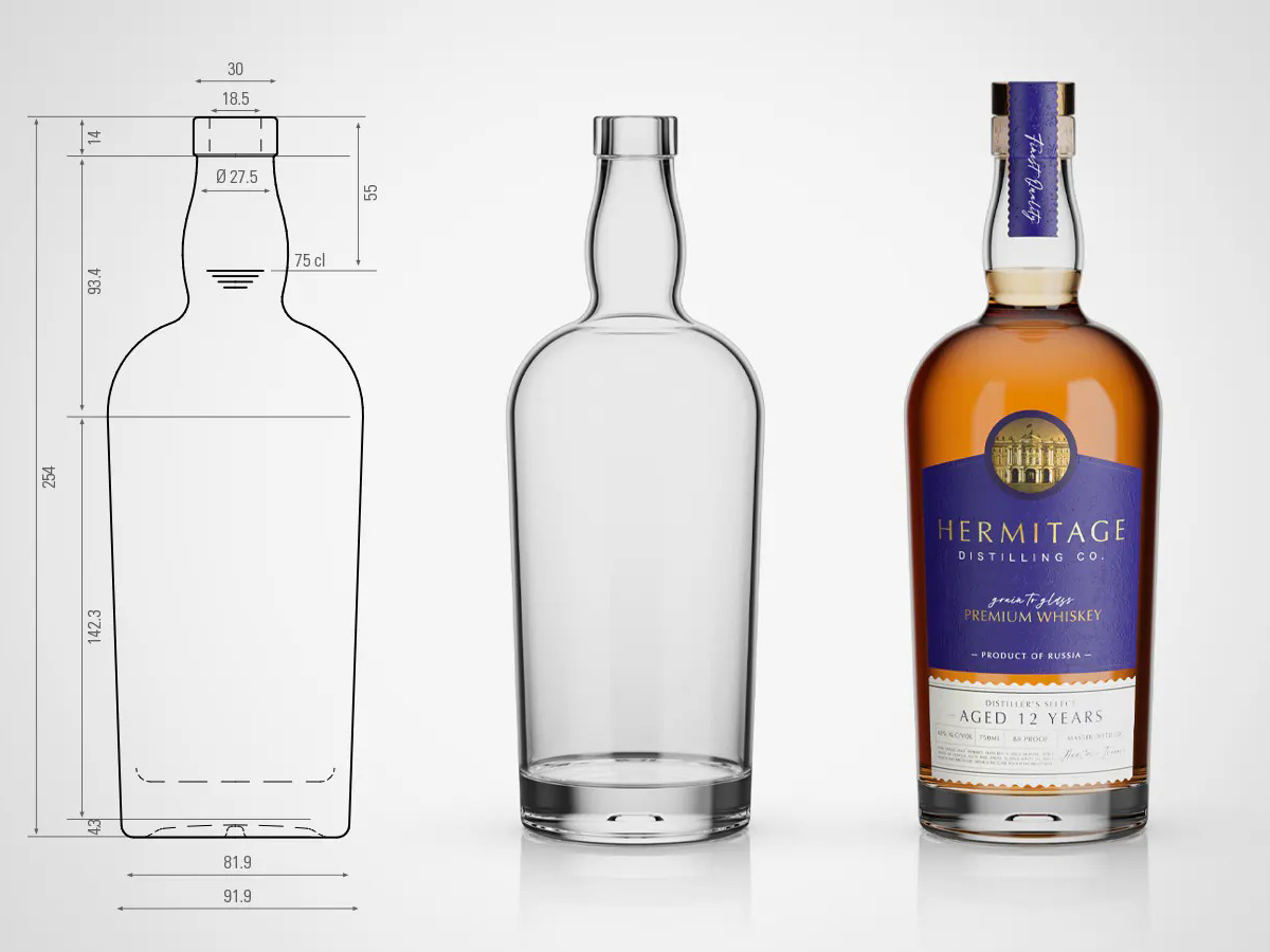 glass bottles design and bottles labeling