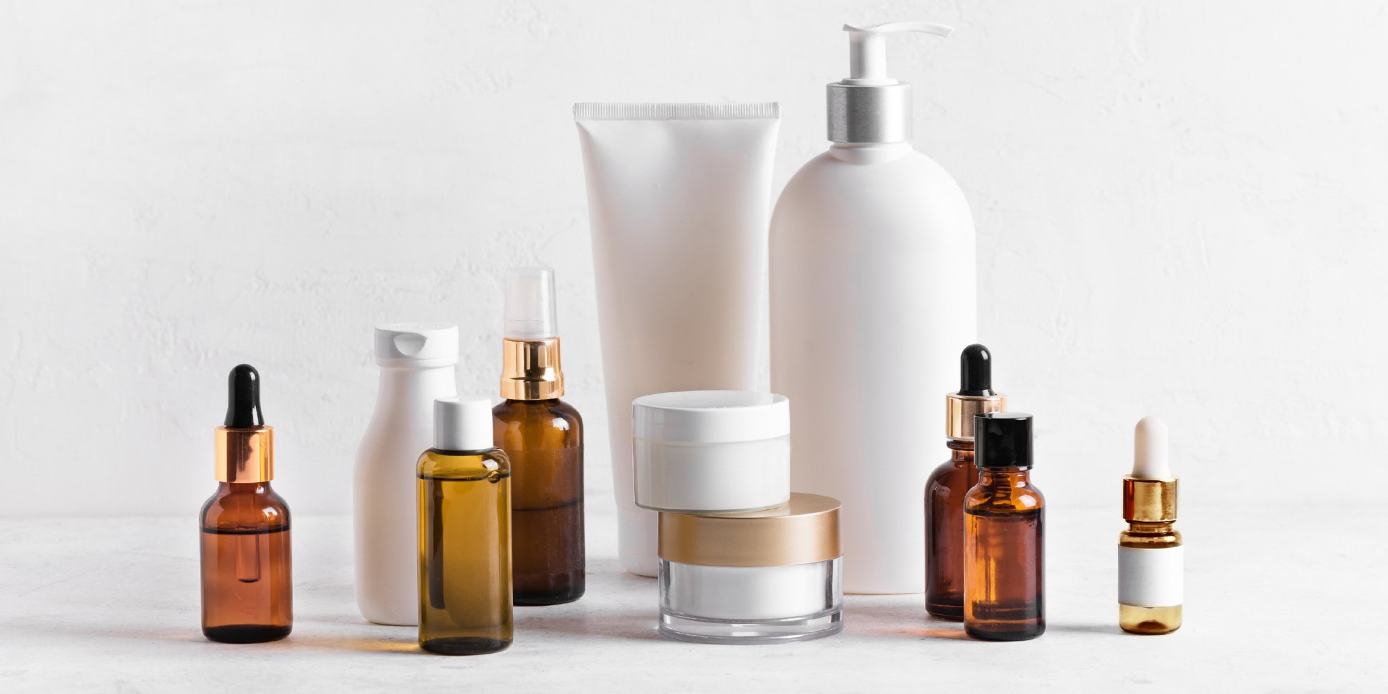 Cosmetic and personal care glass and plastic packaging assortment