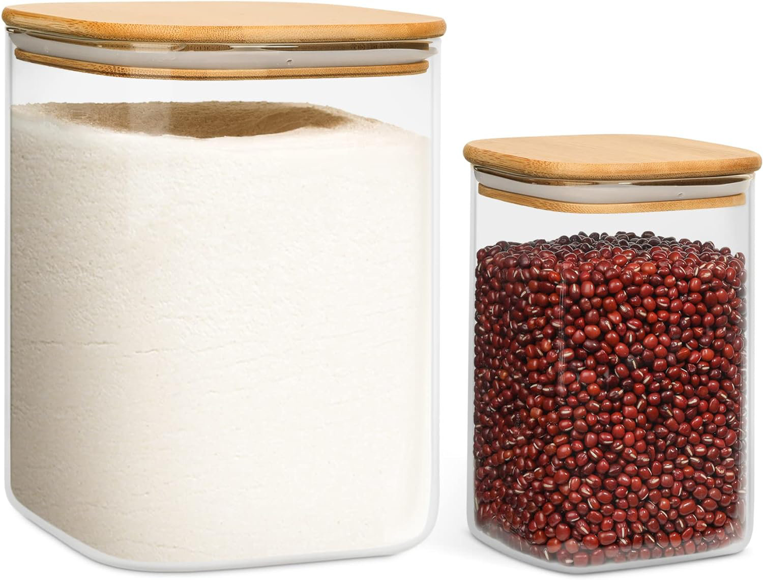 Prep & Savour Glass Food Storage Containers, 122/37 Oz Glass Flour ...