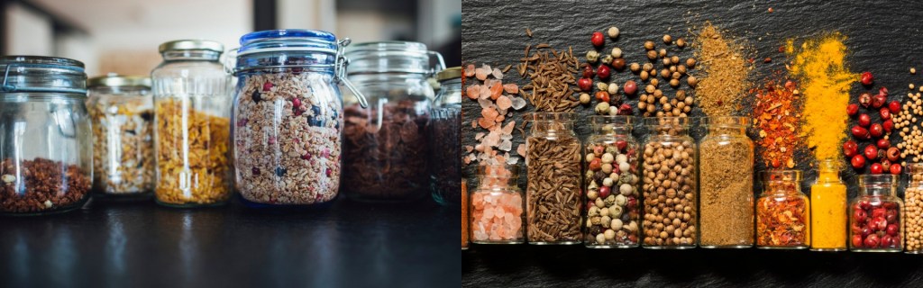 Comprehensive commercial food packaging catalog including large grain storage jars and wholesale spice shaker bottles.