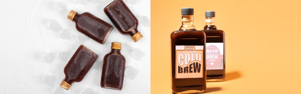 Wholesale clear glass cold brew flask bottle with screw cap for commercial beverage packaging.