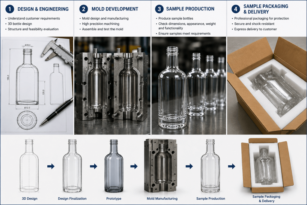 Custom glass bottle prototypes and sample approval process
